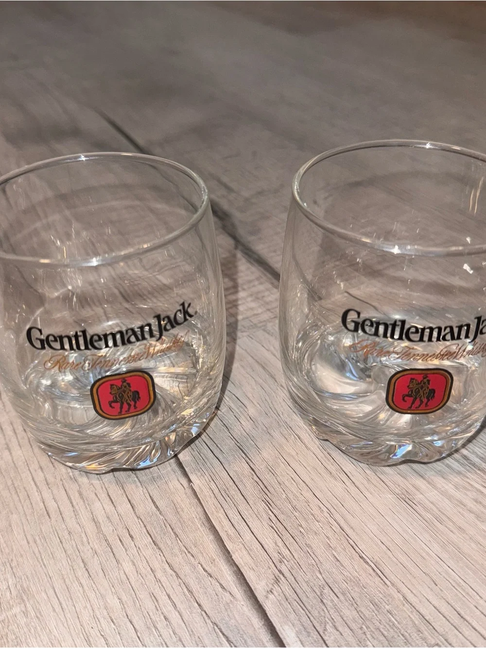 Vintage Gentleman Jack Lowball Glass Set 80s Rare Tennessee Whiskey - Set of 2
